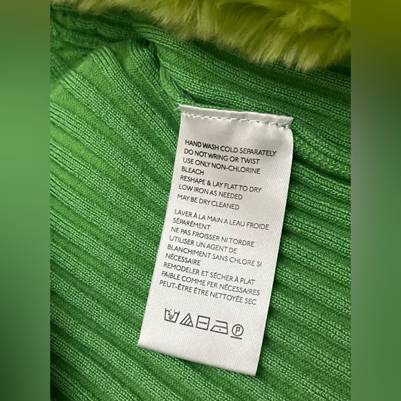 Urban Outfitters Lime Green Cardigan with Faux Fur Trim sz XS TP - Picture 6 of 10